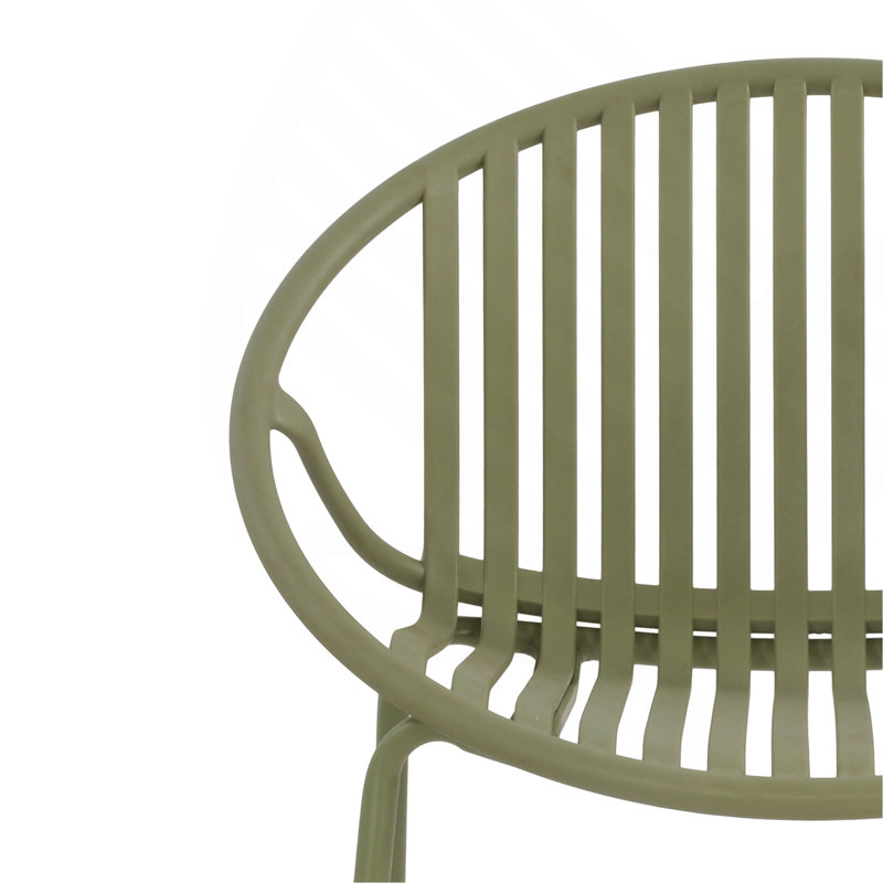 Ensemble de salle à manger d'extérieur moderne 7 pièces avec chaise empilable 7 pièces, Vert