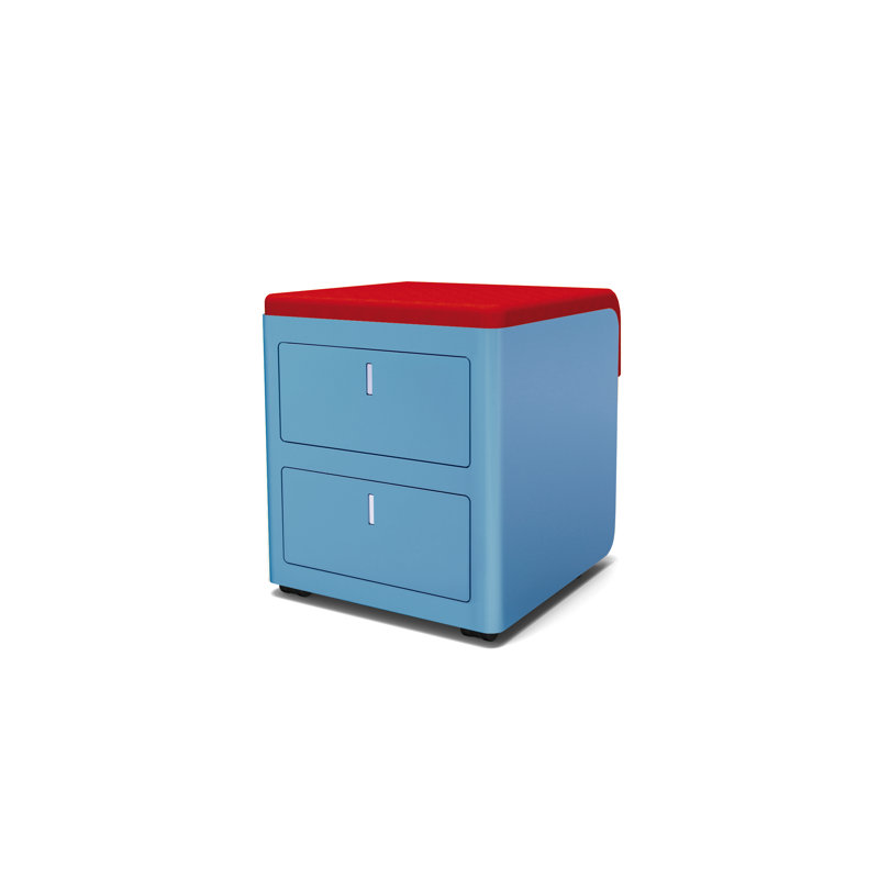 Estep 45cm Wide 2 -Drawer Mobile File Cabinet, Light Blue/Red