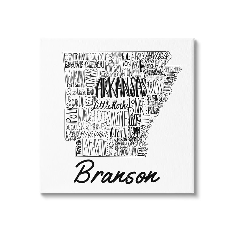 Art mural personnalisé de l'Arkansas State cmw-042, H 17 po x l 17 po, Toile tendue, Oui
