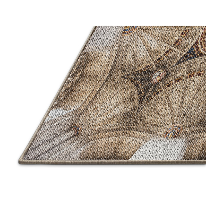 Tapis brun/vert à motif, Rectangle 4 pi x 6 pi