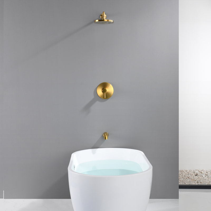 Single-Handle 1-Spray Tub and Shower Faucet with Valve, Brushed Gold