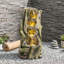 Fontaine d'eau d'extérieur 23,6 po, chute de souche d'arbre avec lumières DEL chaudes, fonction en cascade autoportante en résine pour jardin et patio