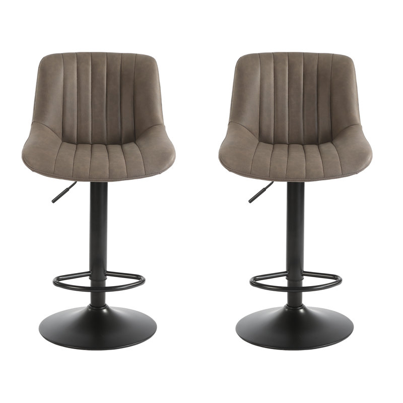 Aneli Height Adjustable Swivel Bar Stool, Dark Brown, 2