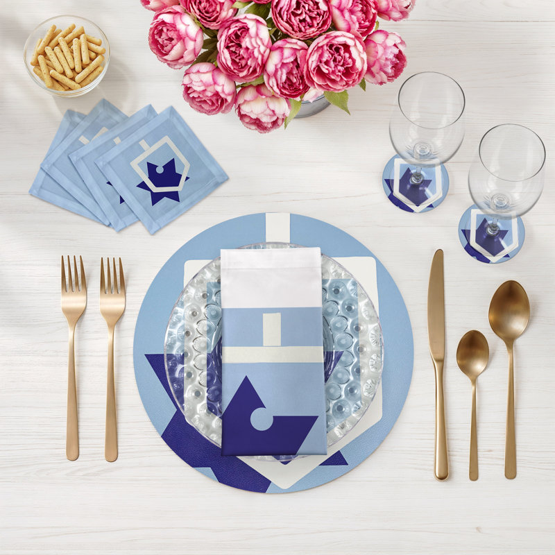 Sous-verres ronds Hanukkah Dreidel