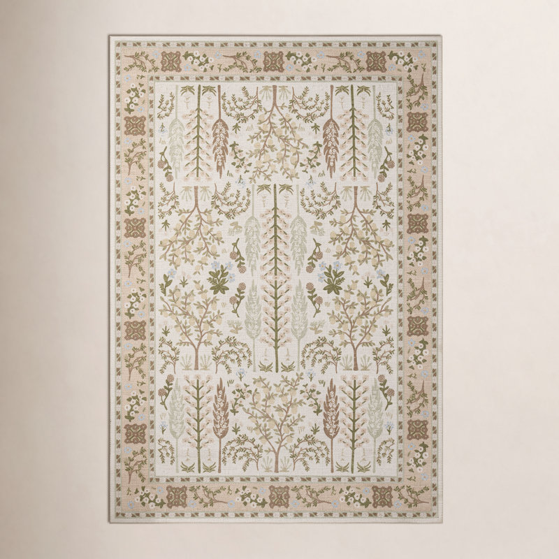 Tapis crème Rifle Paper Co. x Loloi, Rectangle 3 pi 9 po x 5 pi 9 po