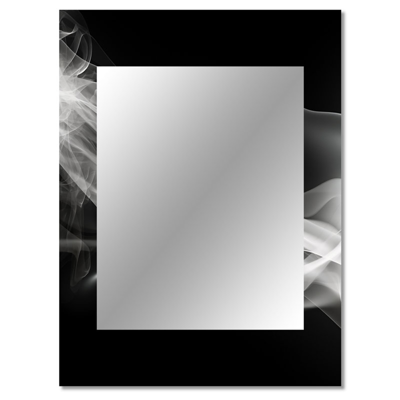 Black White Contemplative Abstraction I - Waves Unique Wall Mirror, Black Mirror, Printed Metal Art, 40" x 30"