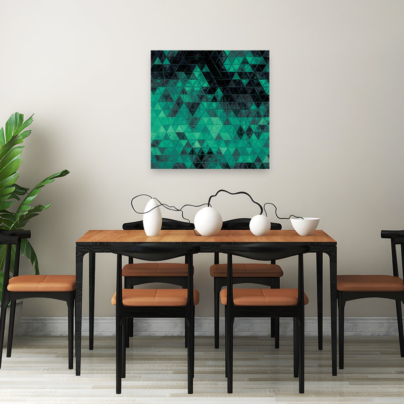 Emerald Triangle Geometry Abstract Colorful Geometric Wall Art Print 1 Piece Wrapped Canvas Wall Art, 81.28cm H x 81.28cm W