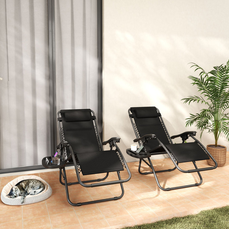 Ensemble de chaises longues inclinables 2 pièces Zero Gravity, Noir
