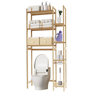 Étagère de rangement pour toilette en bambou avec porte-papier hygiénique sur pied Proman Products Santa Fe
