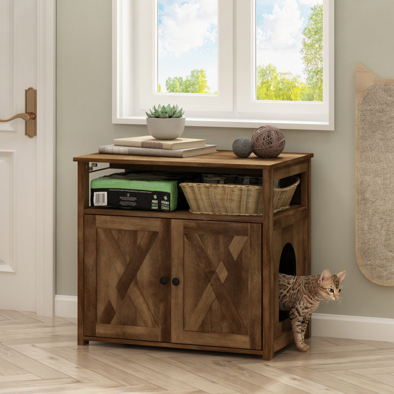 Armoire pour chat avec 2 portes Tucker Murphy Pet ™ Peli Farmhouse