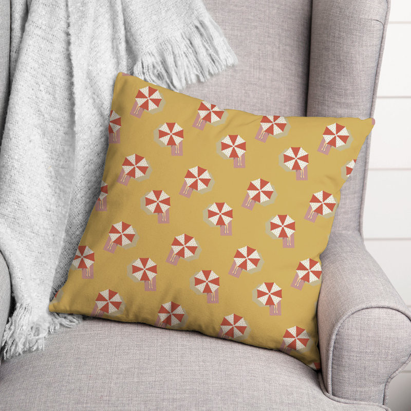 Toile Reversible Throw Pillow, Yellow/Red