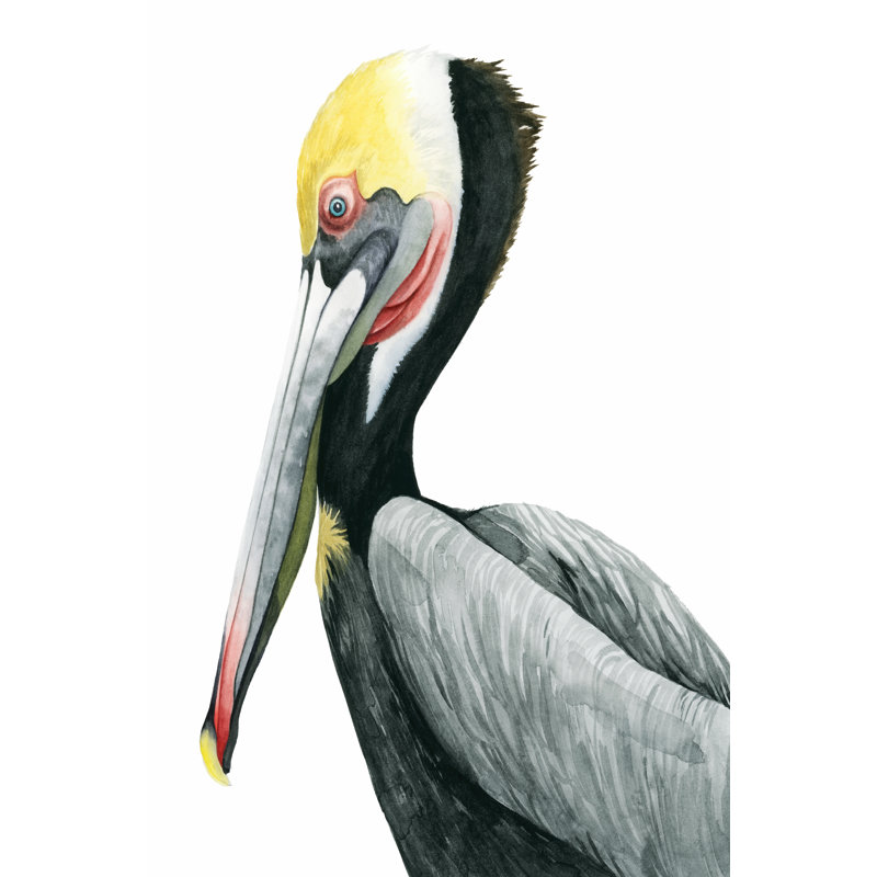 Pelican II - Painting on Canvas, Black Floater Framed, 76 cm H x 51 cm W