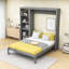 Lit escamotable en bois avec tablettes multifonctionnelles-987222061-987222058