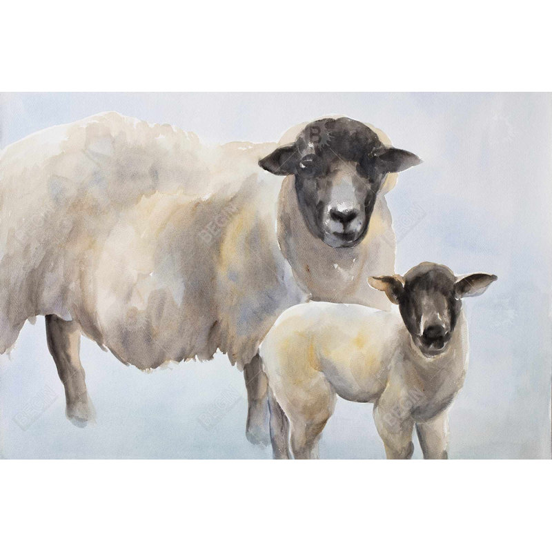 «Sheep And Its Baby», H 24 po x l 36 po