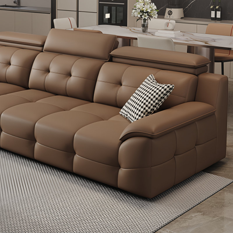 High - backed  Minimalist Piano - key Sofa, Brown