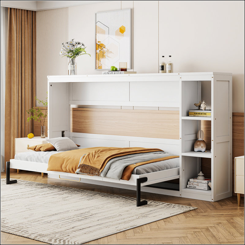 Lit escamotable simple avec bibliothèque
