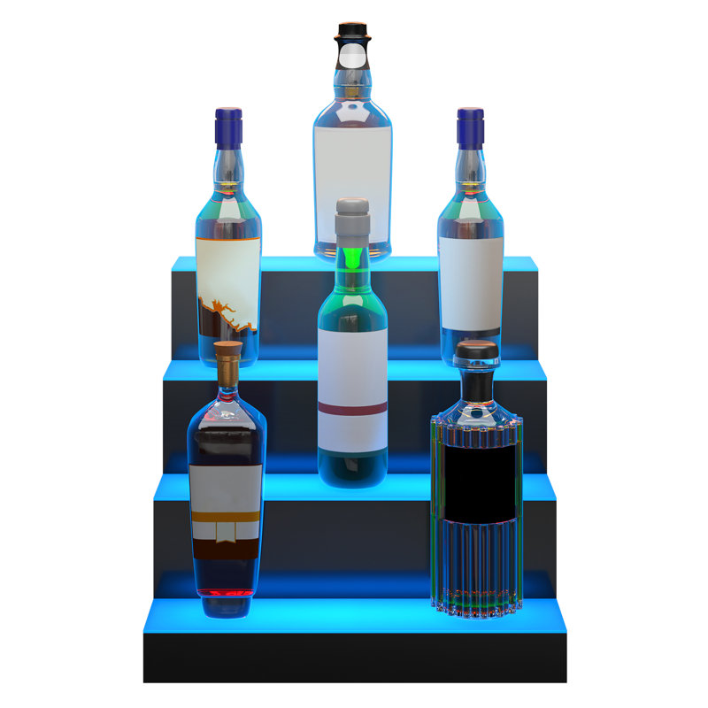 VEVOR LED Lighted Liquor Bottle Display Bar Shelf RF & App Control 16" 4-Step