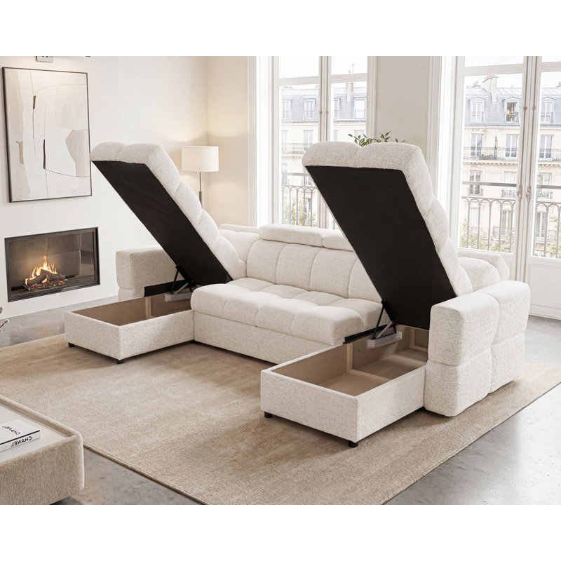 Sectional, CREAM Polyester Blend