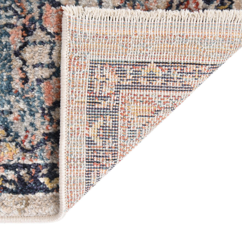 Gause Oriental Blue/Rustic Red/Beige Area Rug, Square 6'1"
