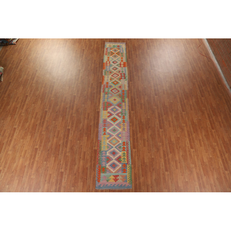 Tapis de marche réversible en laine Kilim 2x15