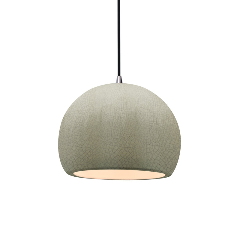 Luminaire suspendu à 1 lumière Aschwin, H 6 po x l 7 po x P 7 po, Craquelure vert céladon, Nickel brossé