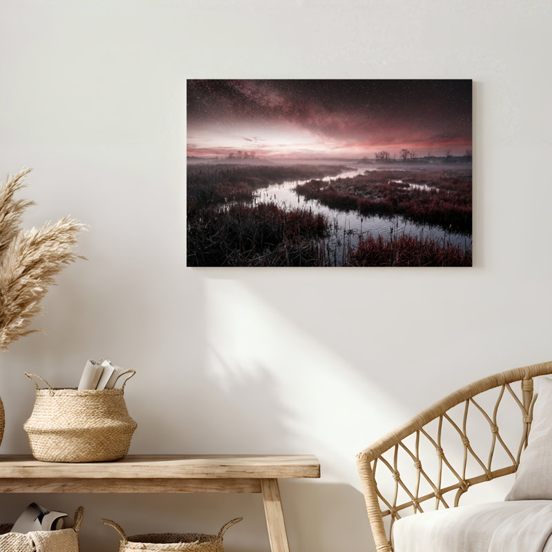 "Gallery Wrap", art mural sur toile pour le salon, la chambre à coucher, le bureau ou le vestibule - décoration murale décorative avec rivière brumeuse