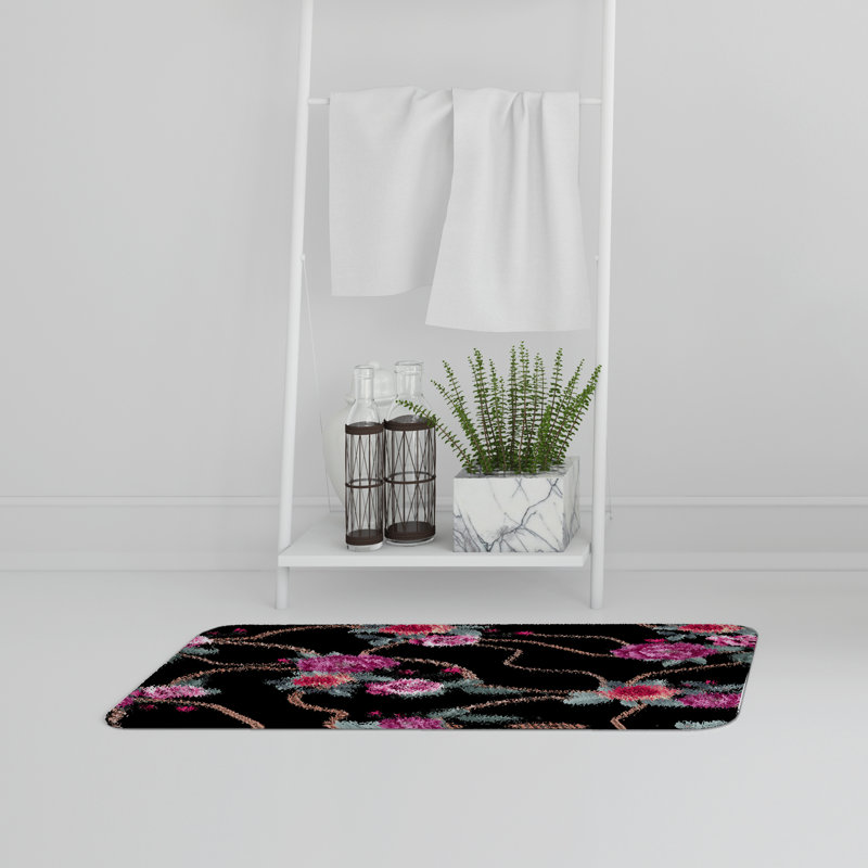 Aivry Non-Slip Bath Rug, Floral 1