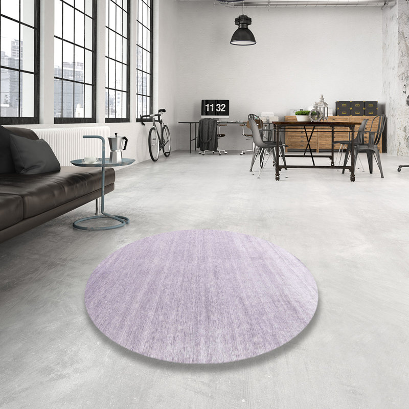 Tapis contemporain violet / gris, Rond 6 pi