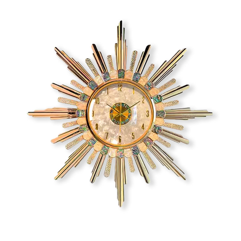  Horloge murale dorée en forme de coquillage, Grand