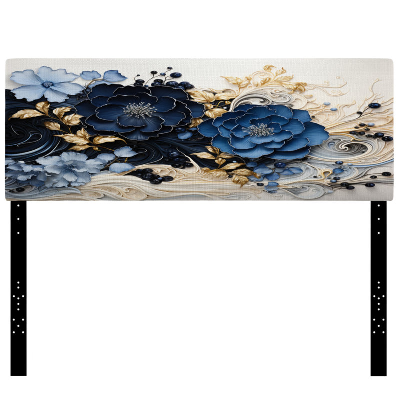 Tête de lit Trinady - Damask Upholstery, Très grand, Encre liquide de paysage en spirale I