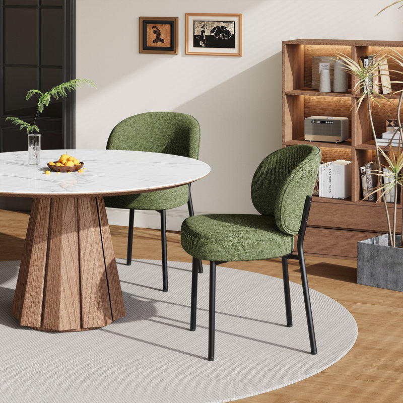 Upholstered Dining Chair with Thick Cushioned Seat, Green