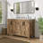 Linsay 48" Fully Assembled Rustic Brown Double Sink Bathroom Vanity with Engineered Stone Marble Top, Soft-Close Doors