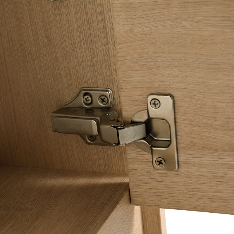 Petit meuble-lavabo avec lavabo - Chêne uni, tablette ajustable, grand espace autoportant pour l'eau, conception unique