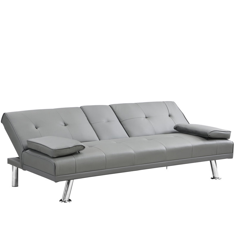Lit avec accoudoirs, surface grise, pieds en acier inoxydable, profondeur de l'ensemble de 66,93 po, pour toutes les utilisations, lit avec accoudoirs, housse, largeur de 32,1 po, pièces pratiques différentes