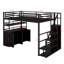 Lit mezzanine double en métal avec escalier de rangement et garde-robe-1827428237