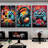 3Pcs Cool Gaming Wall Art Retro Video Game Watercolor Posters Pictures Colorful Neon Gamepad Canvas Painting Prints Room Kids Game Room Bedroom For Boys Home Decoration Ready To Hang 12X16in