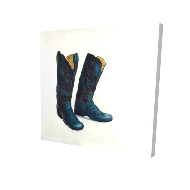 Bottes de cowboy en cuir - décor de chaussures tendance en toile bleue