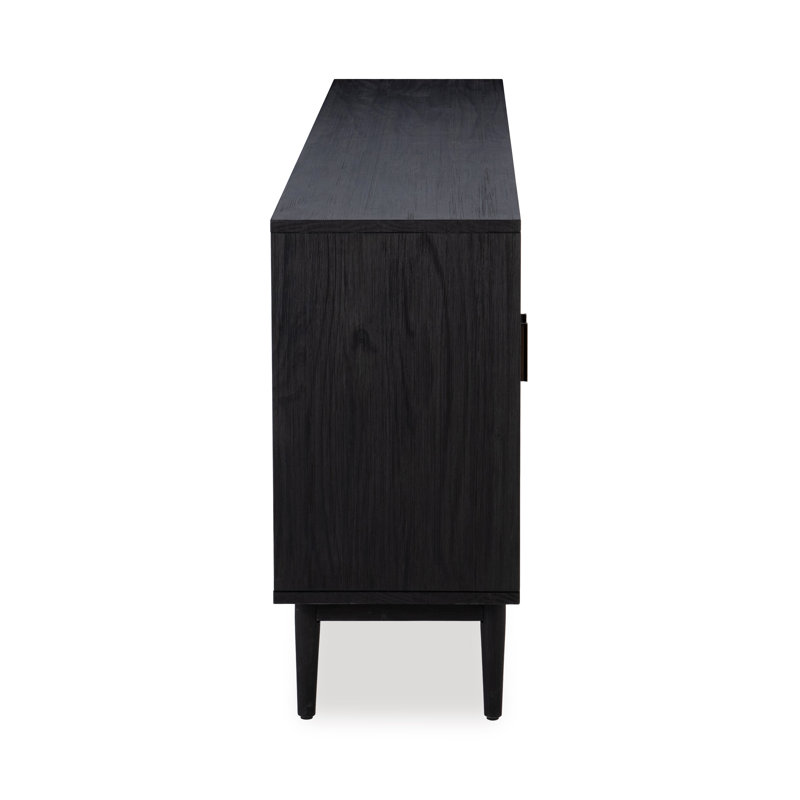 Solid Wood 4 - Door Sideboard, Black