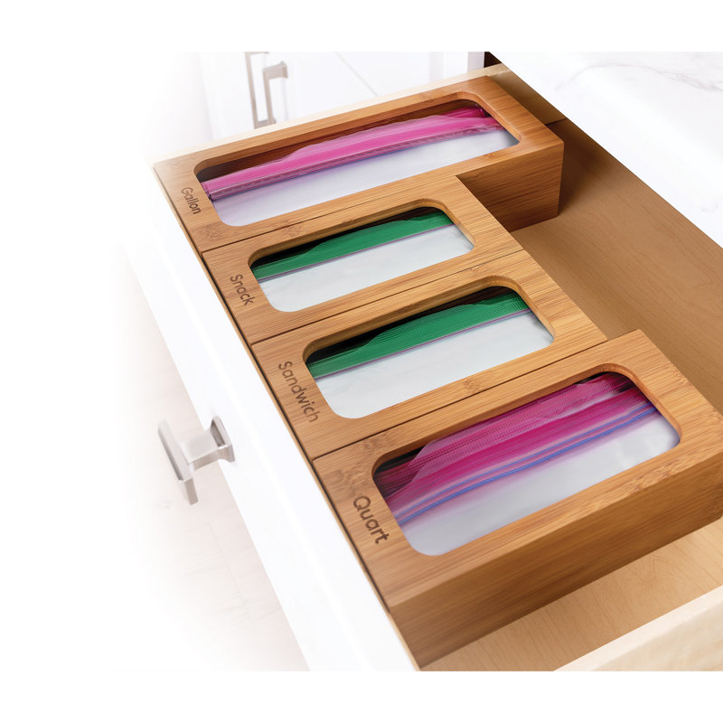 Distributeur de sacs de rangement en bambou Ziplock (ensemble de 4)
