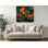 Impression sur toile Vibrant Abstract Swirl, impression de style moderne empâtement coloré pour la maison et le bureau, bleu sarcelle et orange