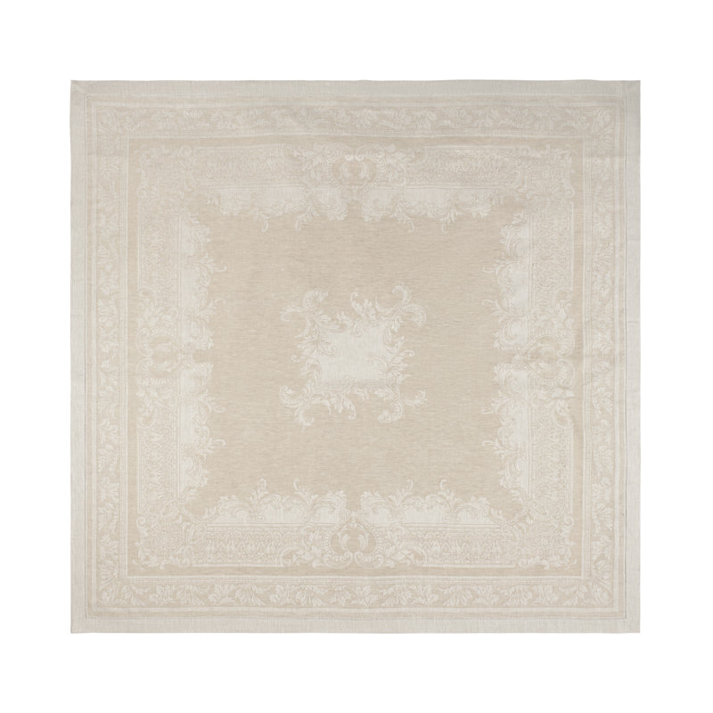 Ivory and Taupe Linen Arboretum Table Runner 20" x 68"
