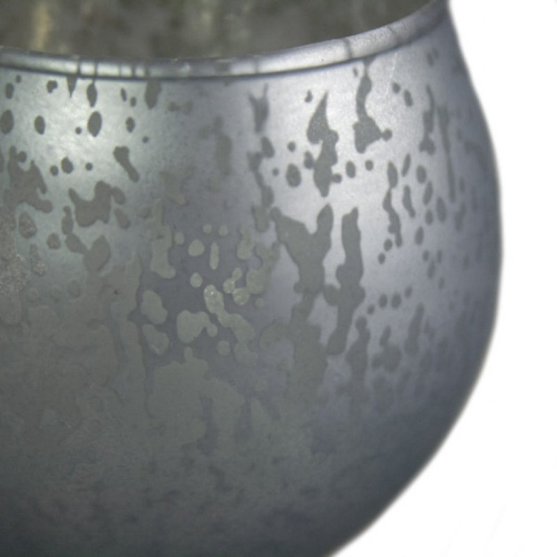 Glass Tabletop Tealight Holder, Pewter