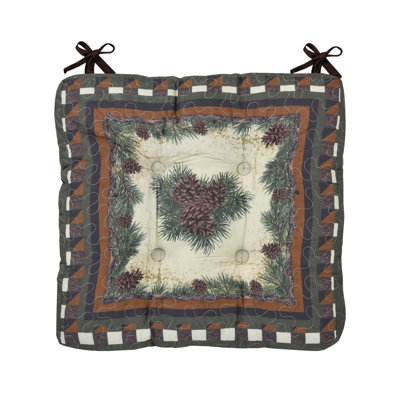 Pine Forest Plaid Pattern Lodge Outdoor Themed 18” x 18” 1-Piece Comfortable Chair Seat Cushion