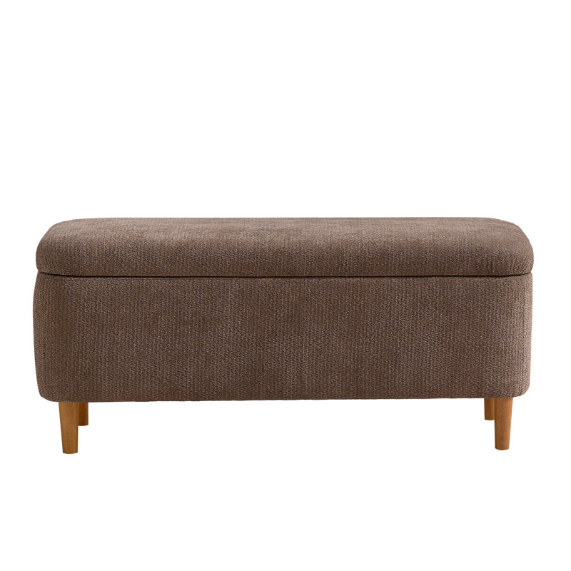 Polyester Upholstered Storage Bench, Brown