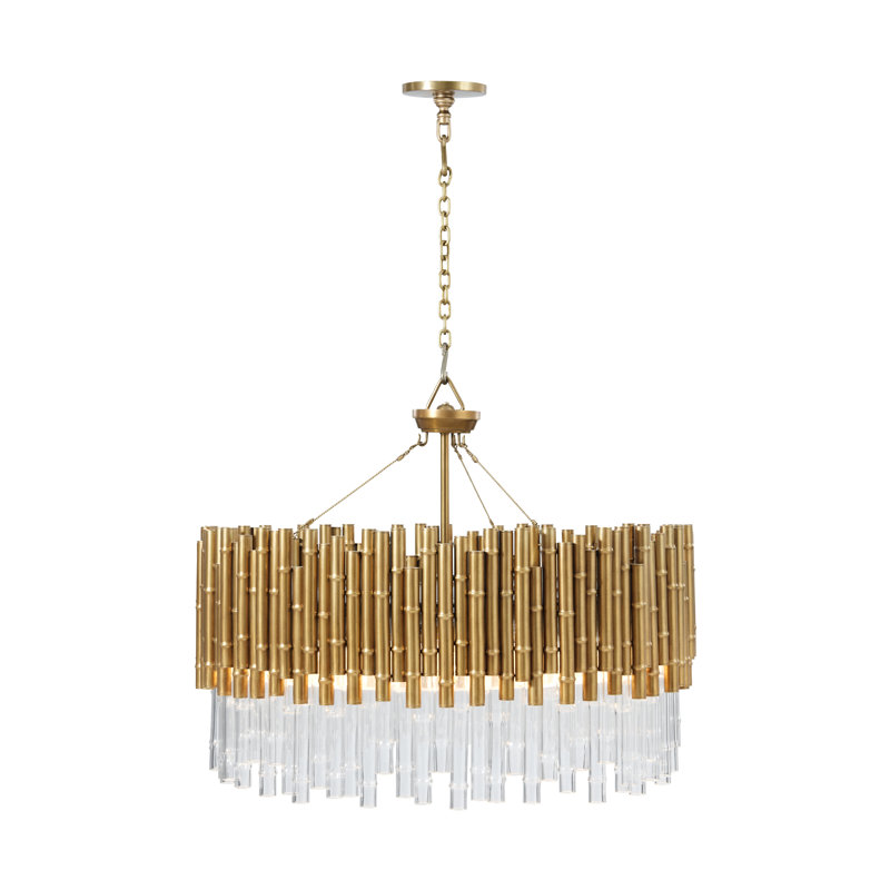 Lustre fantaisie en aluminium TA Illuminations, H 18 po x l 35,5 po x P 35,5 po, Éclairage en bambou laiton, 9 lumières