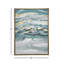 Peinture abstraite encadrée turquoise et or / gris