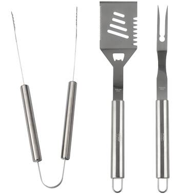 Kona Grill Tools Set - Stainless-Steel Spatula, Tongs, Fork, Knife, Op