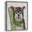 «Christmas Husky Snowboard», reproduction encadrée - bois massif-1097720012