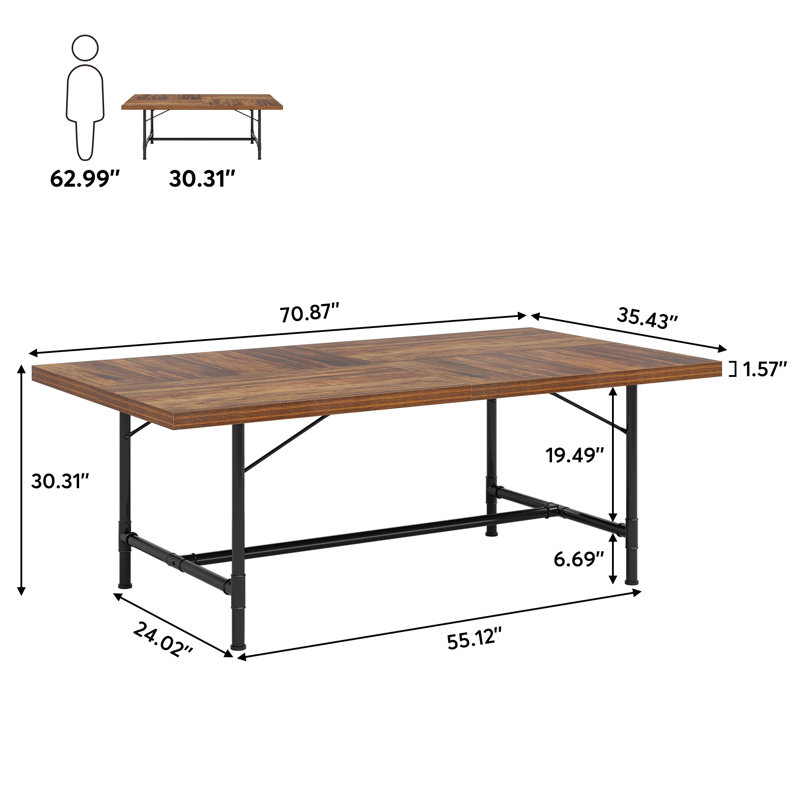 Table de salle à manger 70,86 po Bregmen, Brun