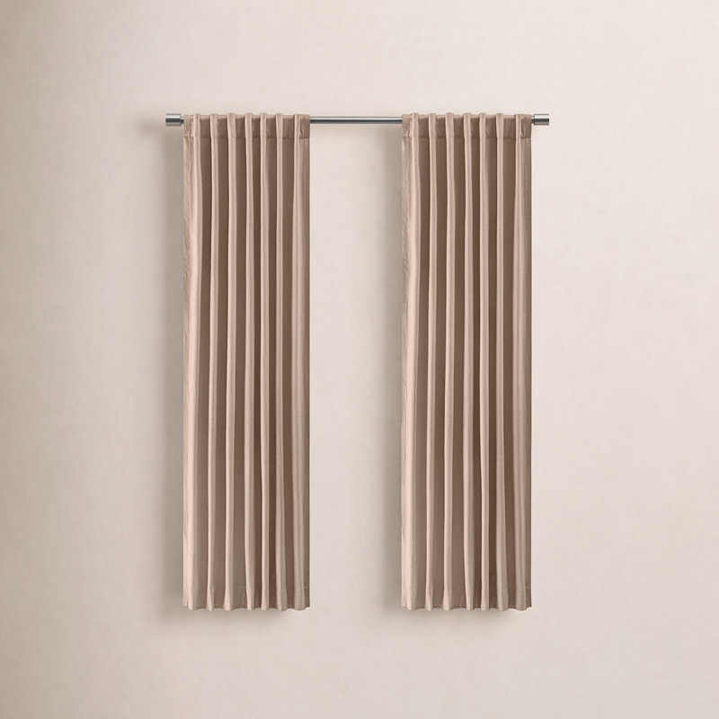 Waubun 100% Sustainable Cotton Blend Chevron Texture Unlined Light Filtering Rod Pocket Panel, 48" W x 63" L, Natural